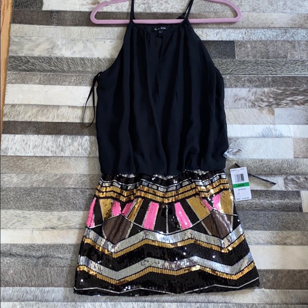 As U Wish Black Sequin Dress